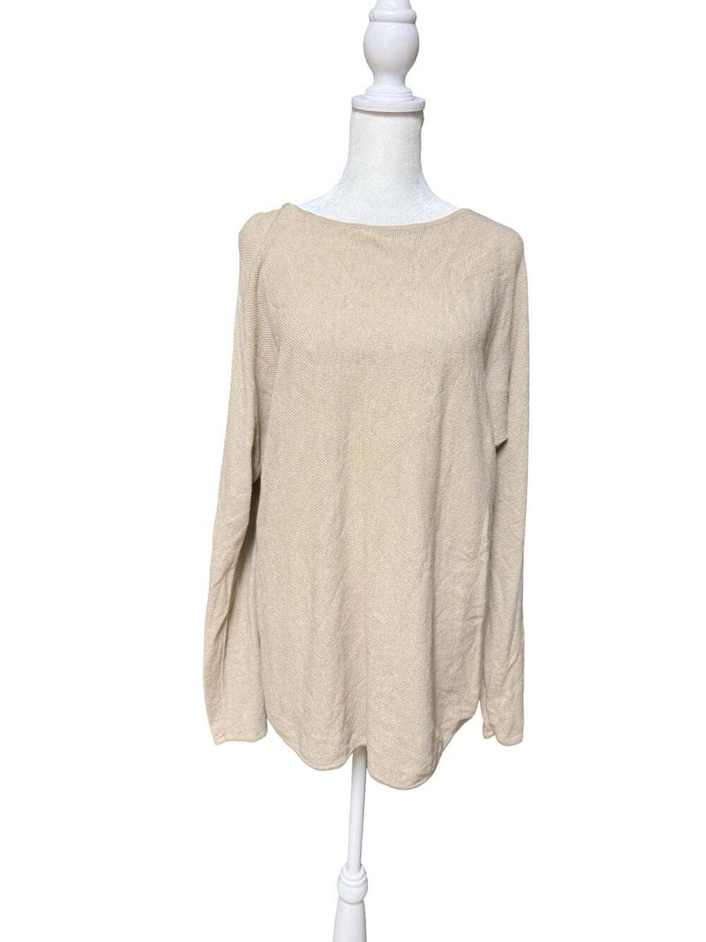 Michael Kors Women’s Large Beige Knit Tunic Sweater High Low Hem Lightweight